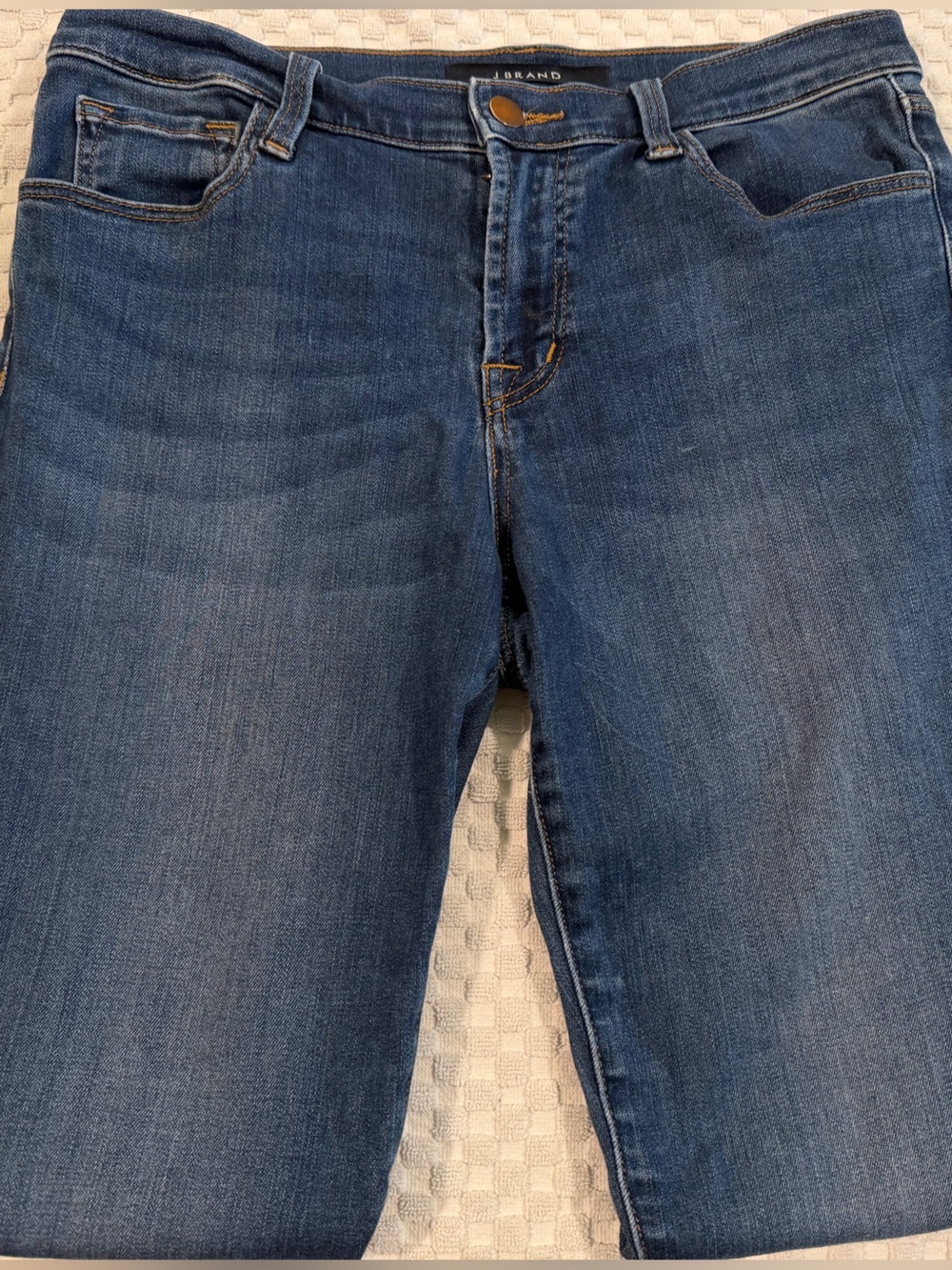 J Brand Classic Straight-Leg Denim in Medium Blue, Size 29